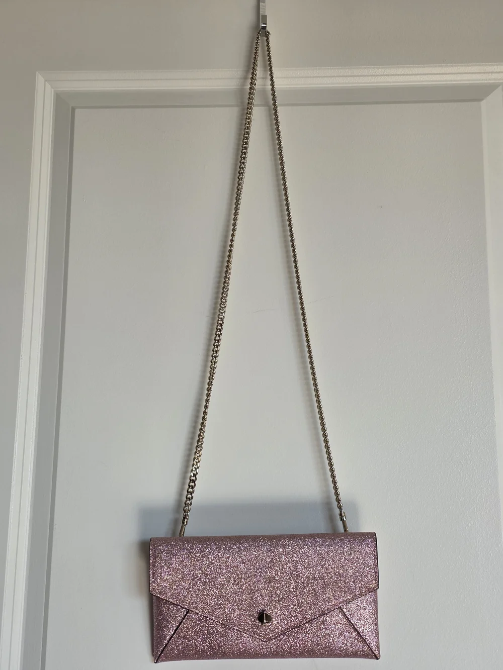 kate spade Pink Glitter Chain Clutch + Card Holder
